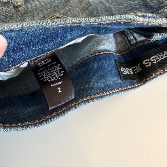 Express High Rise Jean Shorts Medium Wash with Tears - Picture 2 of 3